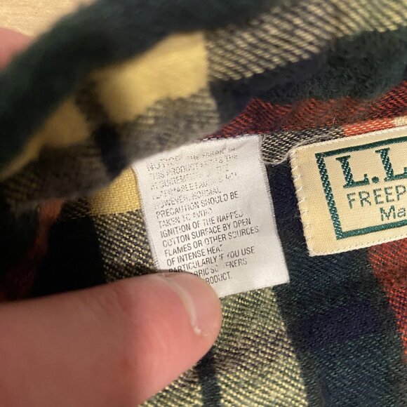 L.L. Bean Green, Red, and Yellow Plaid Flannel Shirt Men's L large - Made in US - Picture 4 of 5
